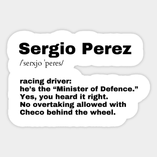 Checo Perez, Ministry of defence F1 T-shirt, Formula 1, dictionary definition Sticker